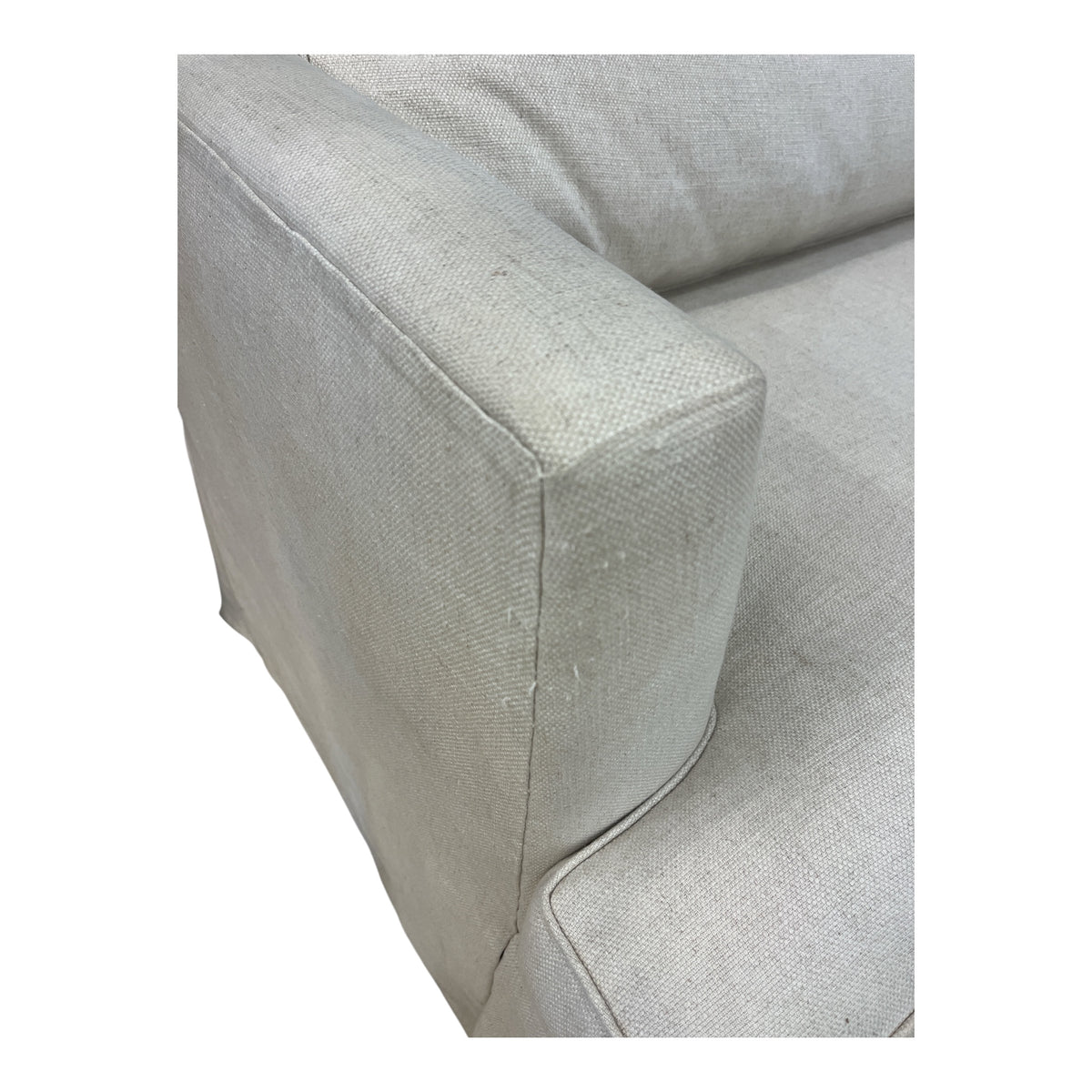 Contemporary Ivory Upholstered Sofa w/ Slipcover-Style Skirt