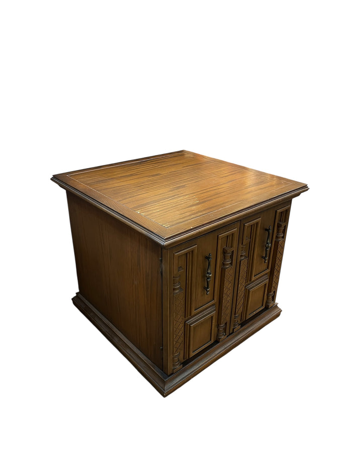 Engraved Solid Wood End Table