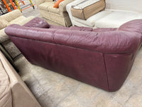 Burgundy Leather 3-Seater Sofa