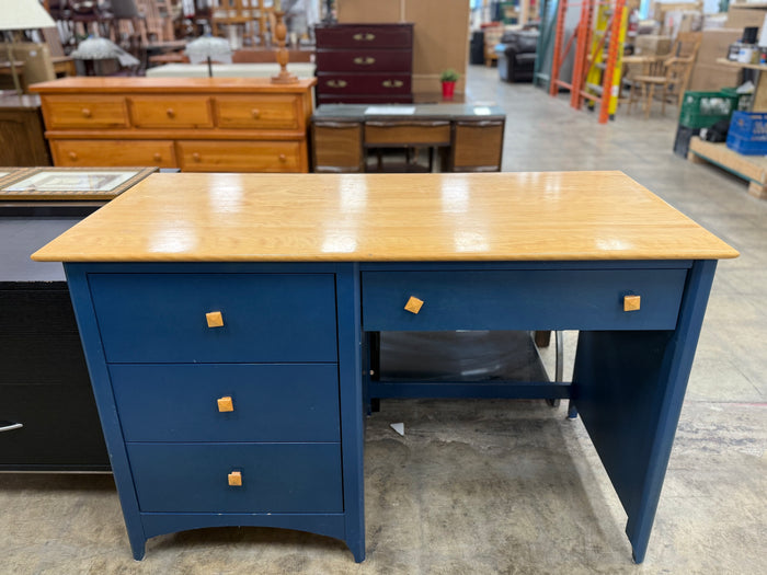 Light Wood and Dark Blue Desk