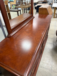 Grand Mahogany 6-Drawer Dresser with Mirror