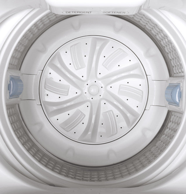 GE- Space Saving Stationary Washer With Stainless Steel Basket-White