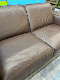 77"W Brown Leather Love Seat