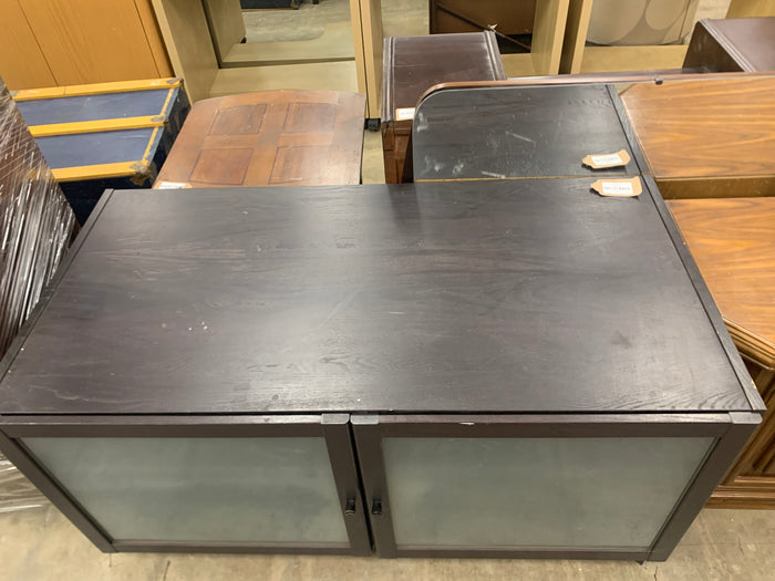 Brown TV Stand With Frosted Glass