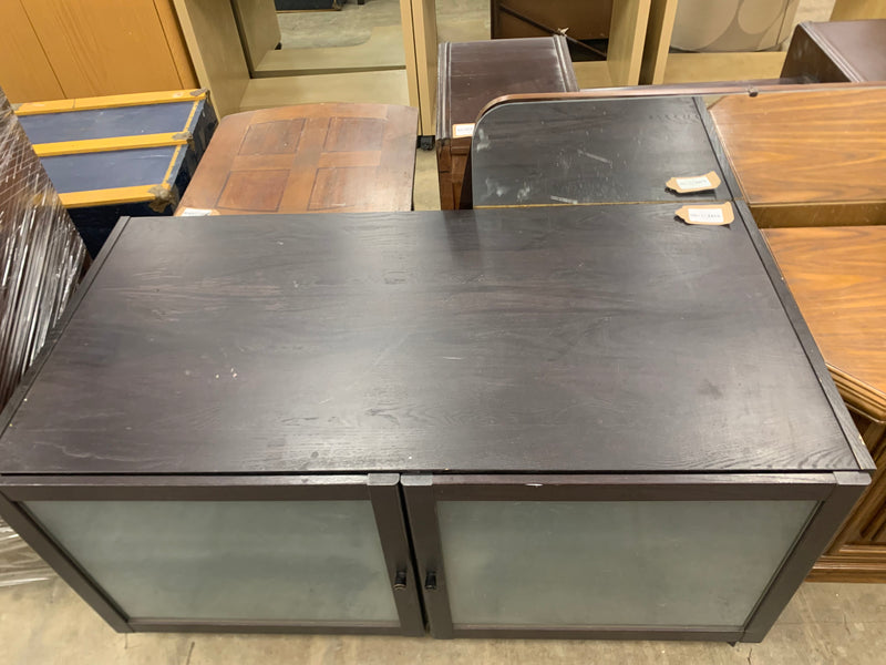 Brown TV Stand With Frosted Glass