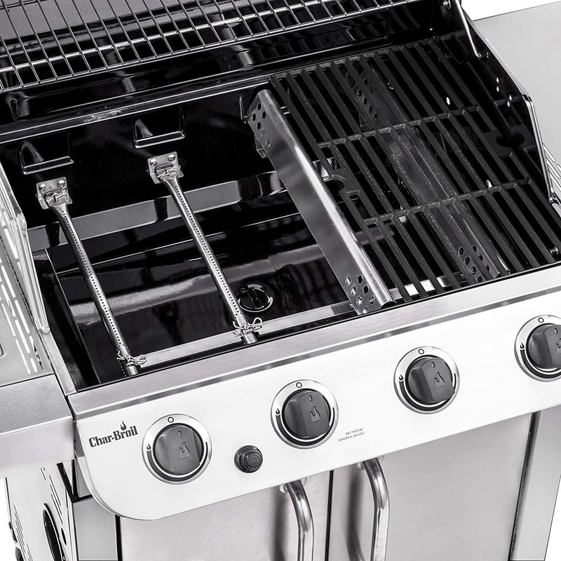 Char‑Broil Performance 4‑Burner Gas Grill w/ Side Burner – 463375919 – Stainless Cabinet