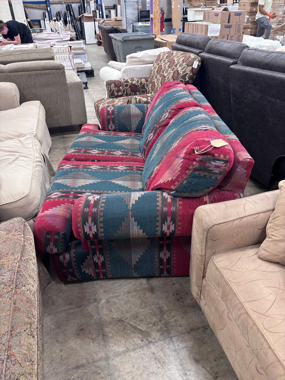 Vintage Tribal Patterned Loveseat
