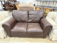Chocolate Brown Color Faux Leather Loveseat