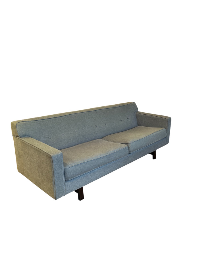 Button Tufted Grey Fabric Sofa