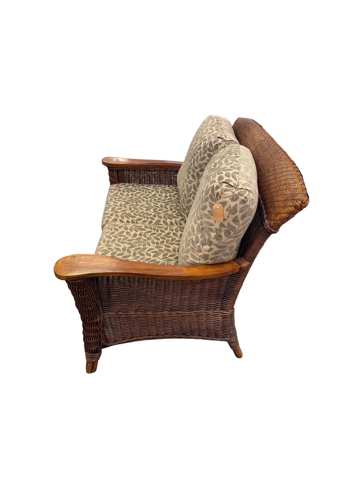Brown Rattan and Wicker Loveseat