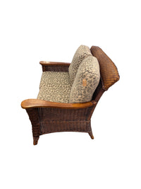 Brown Rattan and Wicker Loveseat