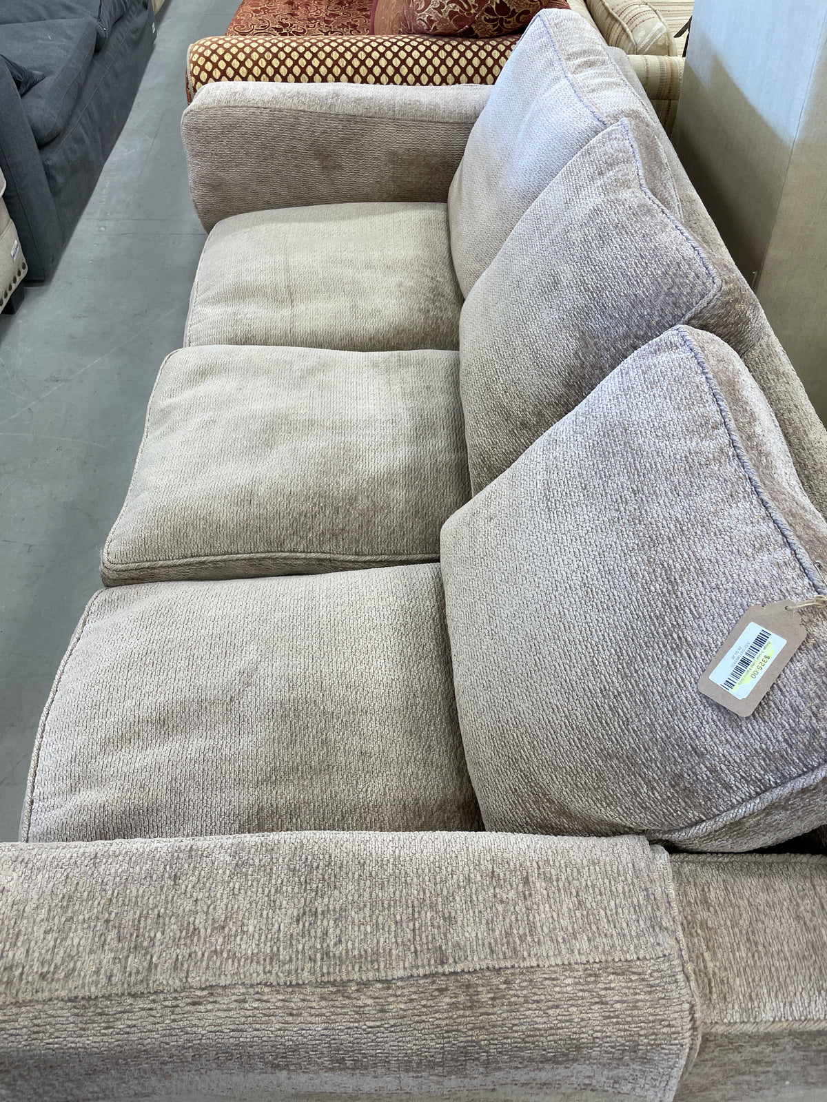 Beige 3-seat Loop Fabric Sofa