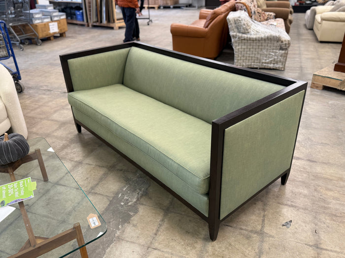 Modern Light Green and Dark Wood Sofa