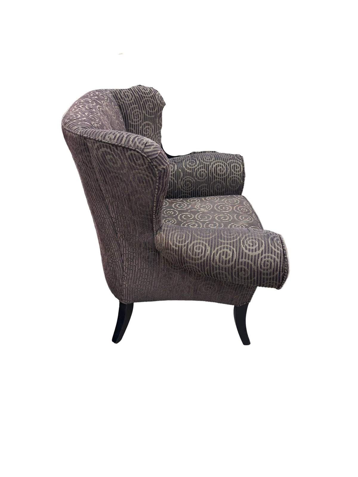 Brown Patterned Wingback Armchair