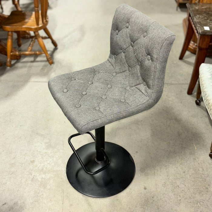 Adjustable Grey Fabric Revolving Stool with Backrest