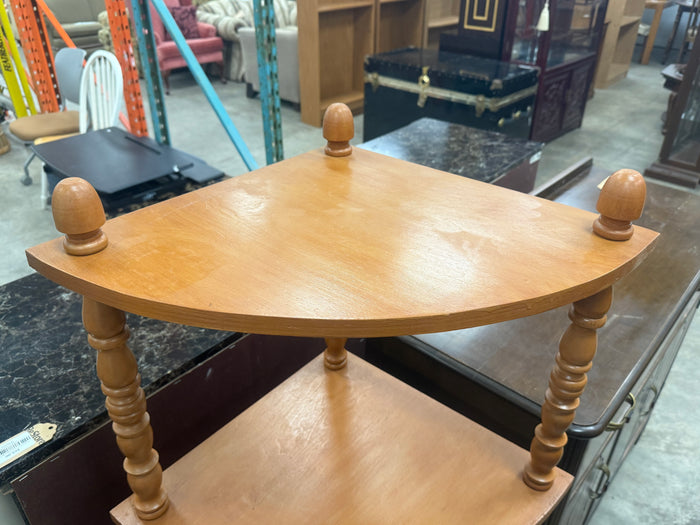 Vintage Four-Tiered Wooden Corner Shelf