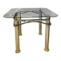 Eighties Chrome & Gold Glass Top End Table