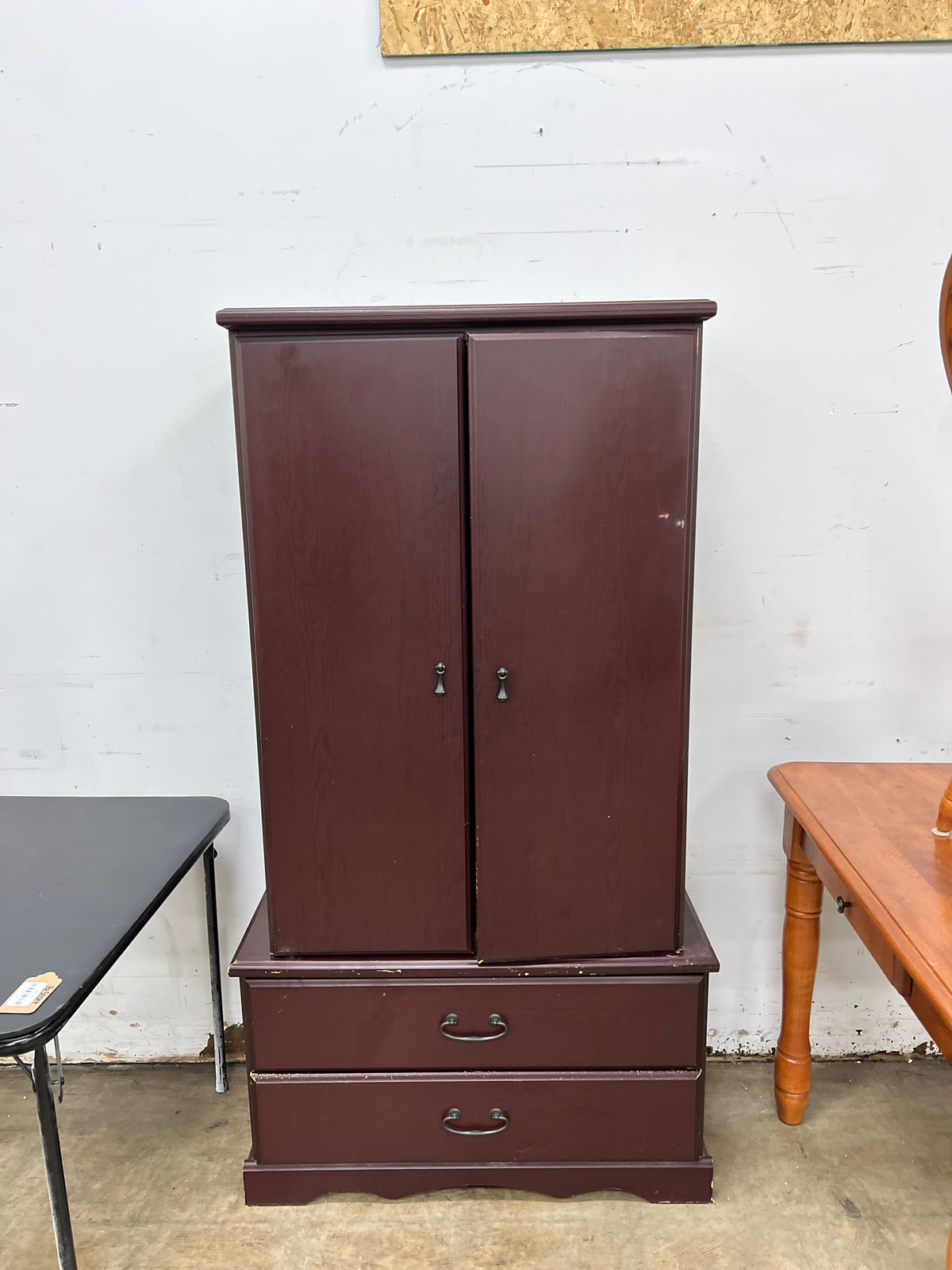 Dark Purple Brown Wood Wardrobe Cabinet