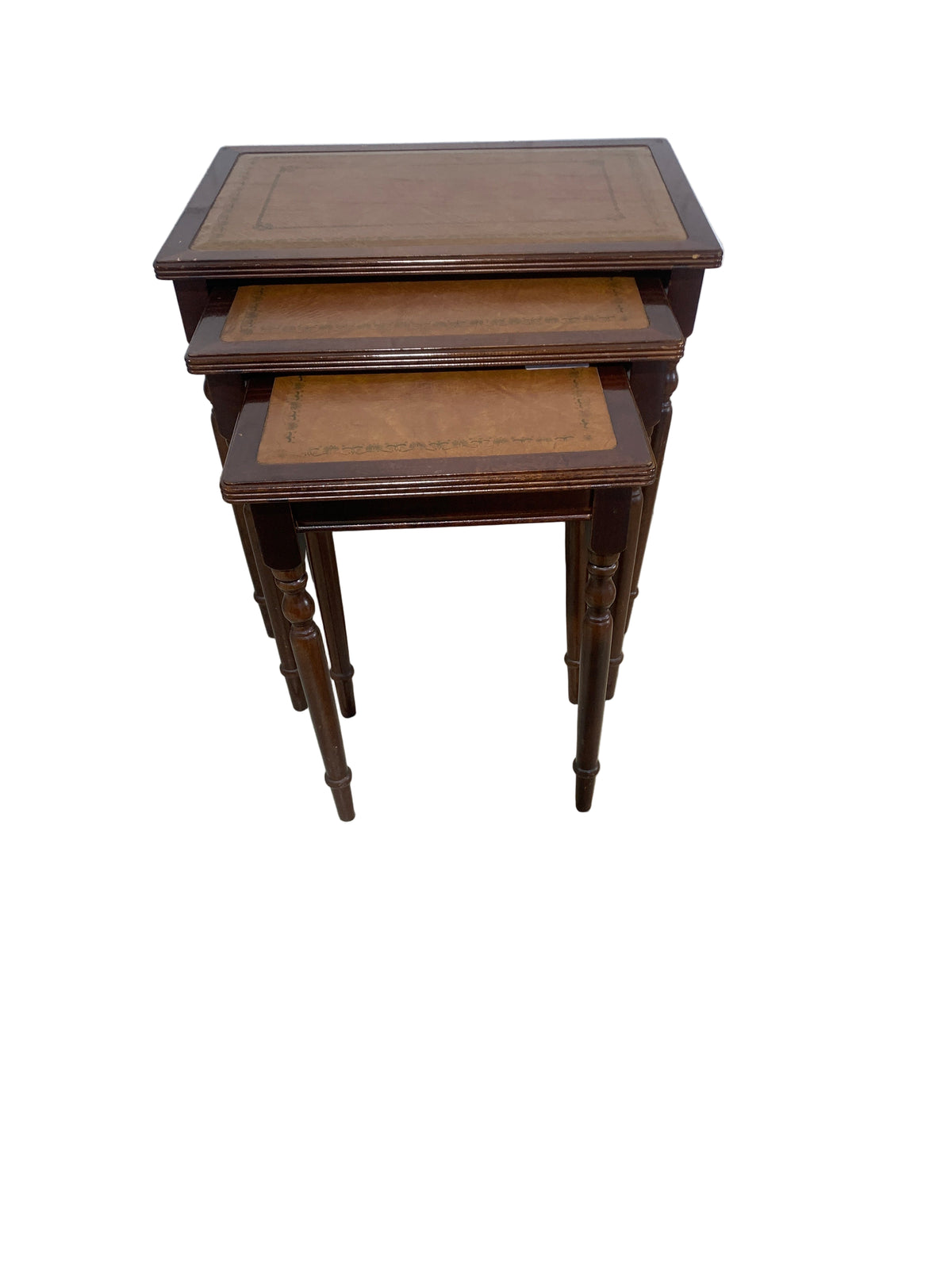Leather Covered Set Of Nesting Tables
