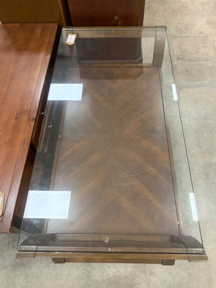 Glass Top Coffee Table With Wood Frame