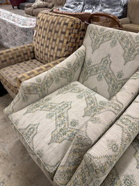 Teal and Light Green Paisley Styled Armchair