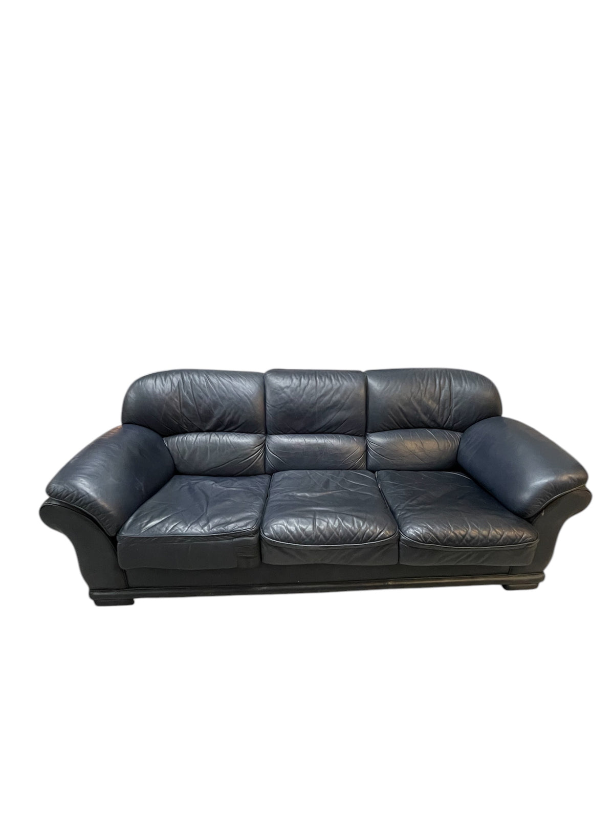 Navy Blue Faux Leather 3-Seater Sofa