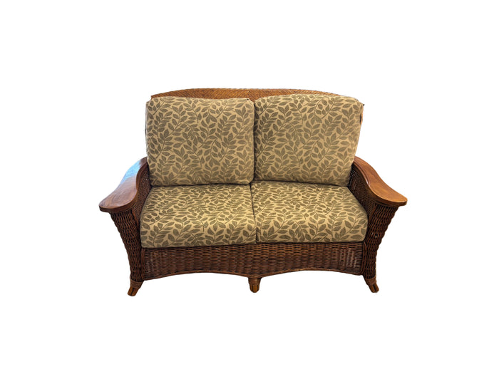 Brown Rattan and Wicker Loveseat
