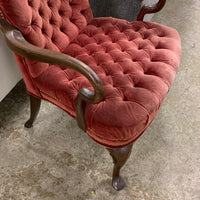 27-Inch W Vintage Velvet Accent Chair – Tufted Upholstery, Wooden Frame