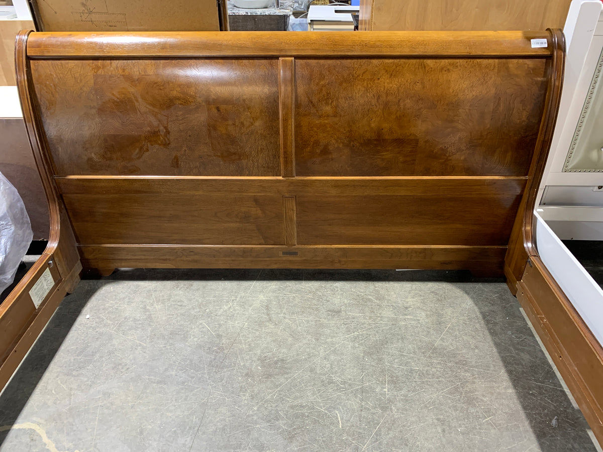 Burled Oak Sleigh Bed (King Size)