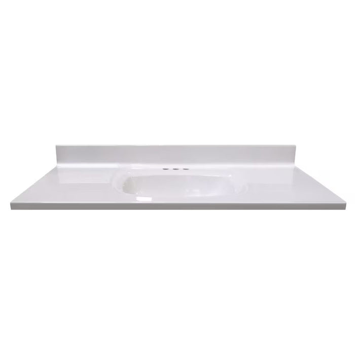 49x22-Inch Vanity Top in White with Rectangular Recessed Bowl