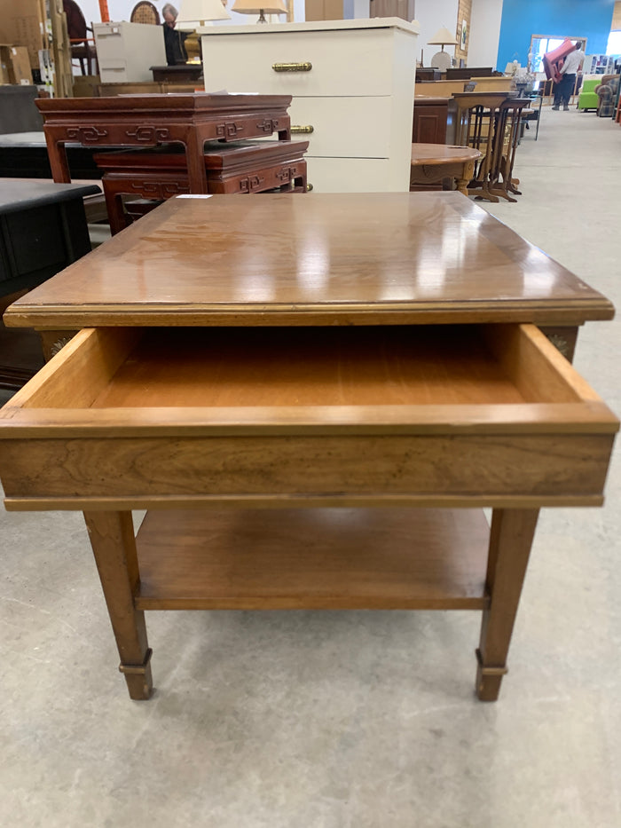Vintage Medium Brown Side Table W/Drawer