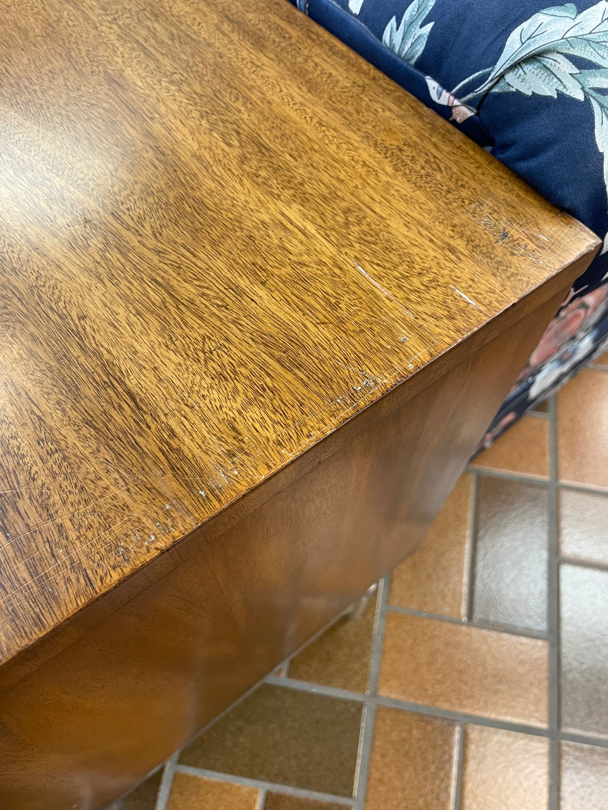 Burl & Walnut Cabinet on Aluminum Tubular Base