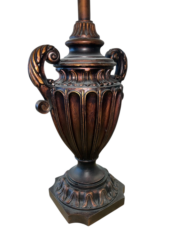 Bronze Urn Style Lamp with Fabric Shade