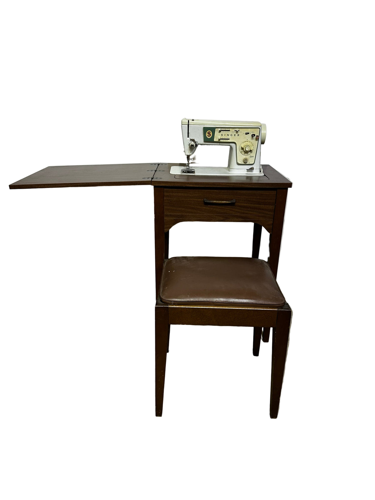 Vintage 1970's Singer Sewing Machine With Stool