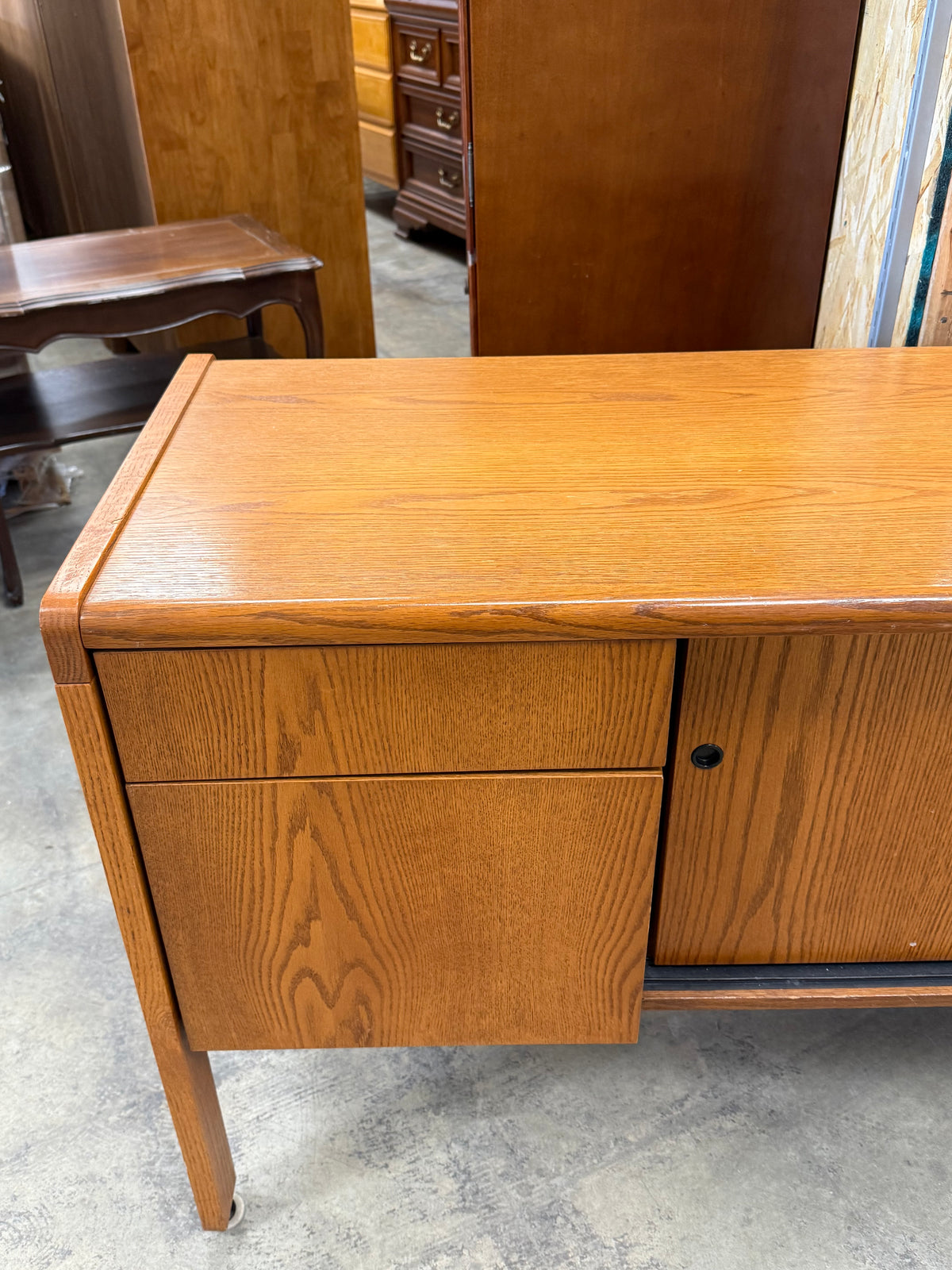 Long Vintage Oak Desk