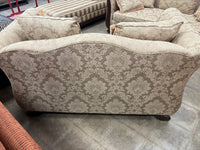 Traditional Dark Tan Floral Loveseat