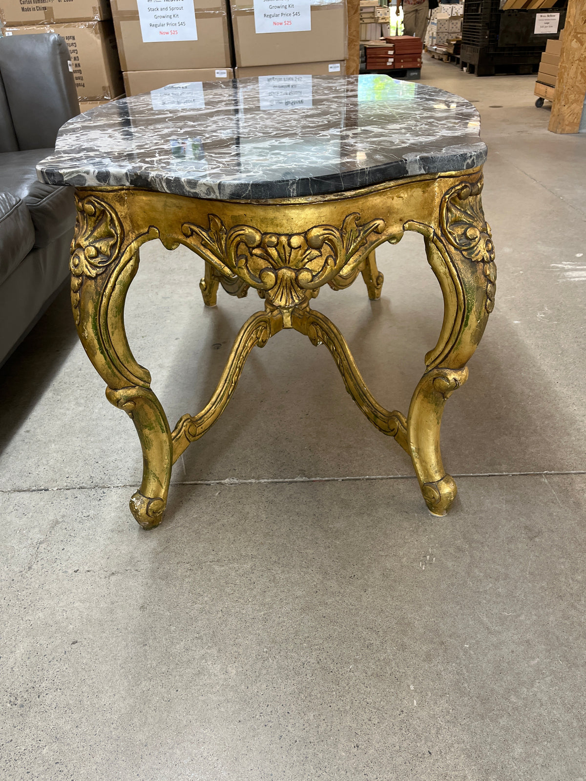 51"W Marble Topped Console Table