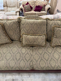 Traditional Dark Tan Floral Sofa