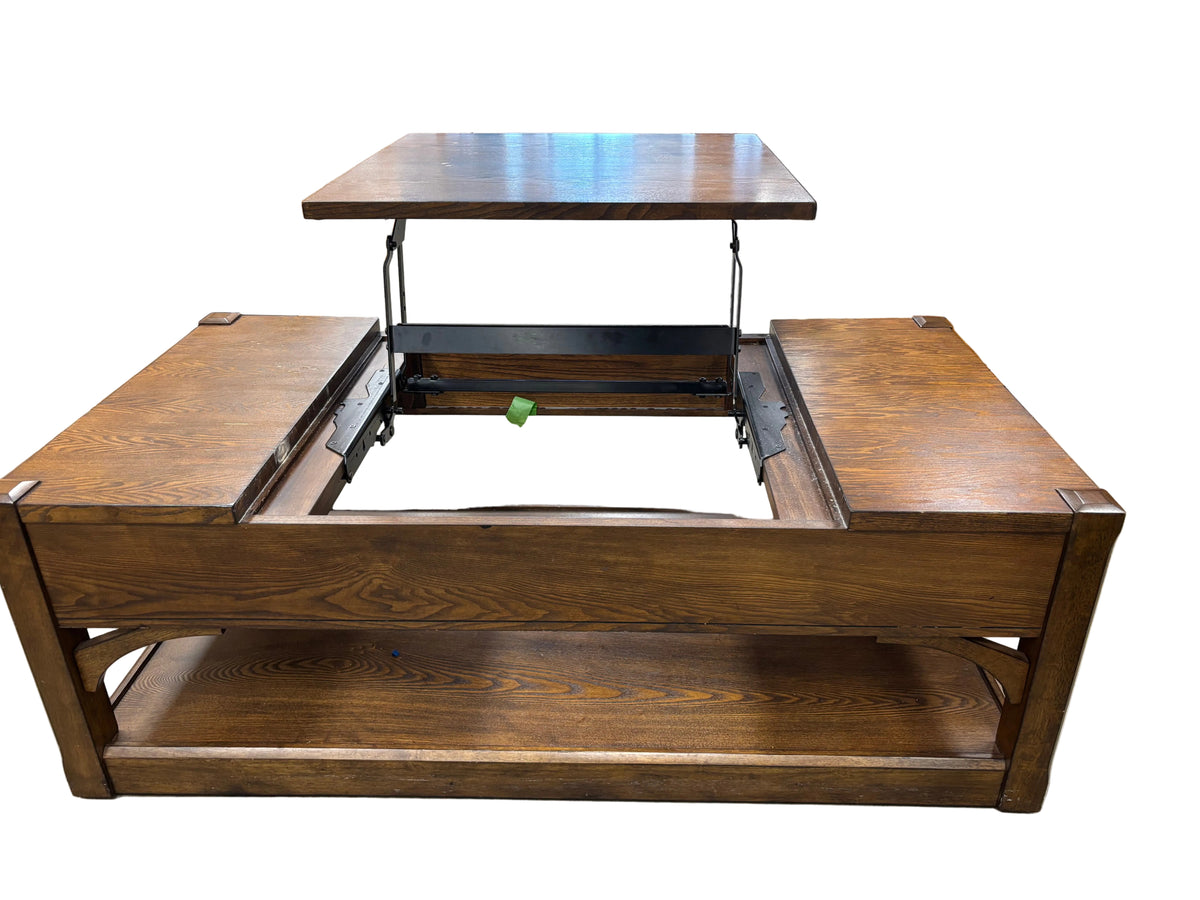 Dark Brown Wooden Coffee Table with Lift-Top