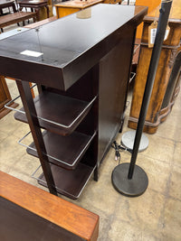 Dark Wood Bar Cart with Glass Top