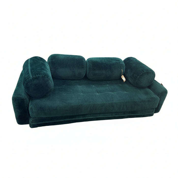 Emerald Green Velvet Boneless Sofa with Metal Frame
