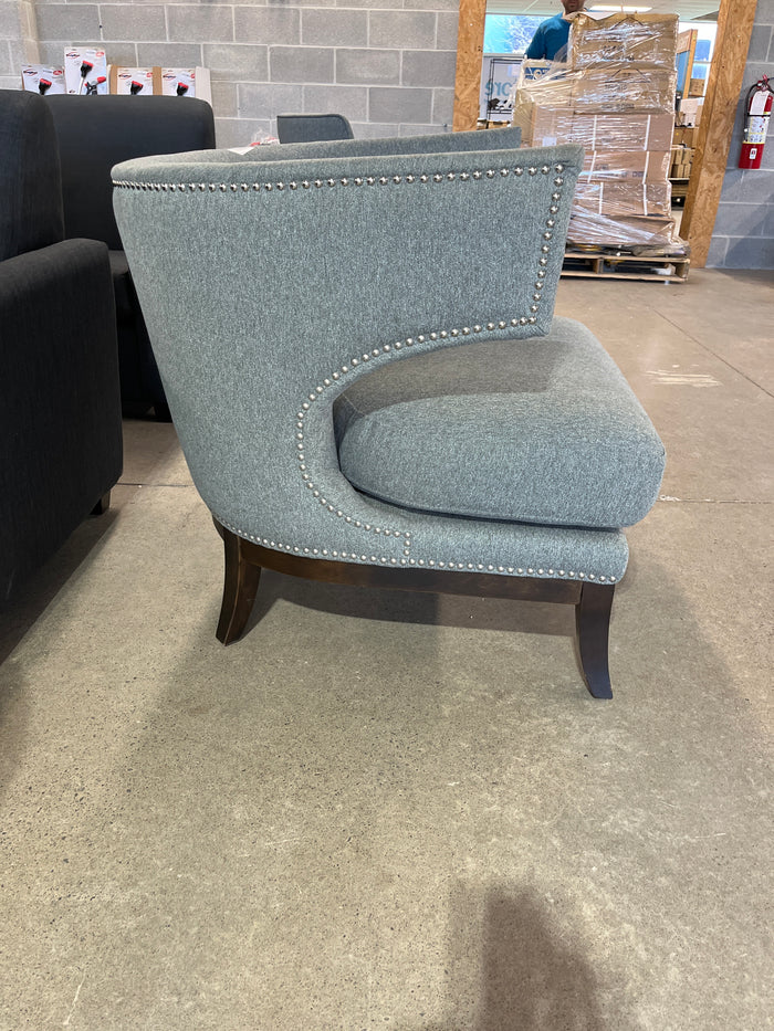 31"W Grey Armchair w/ Rivet Accent