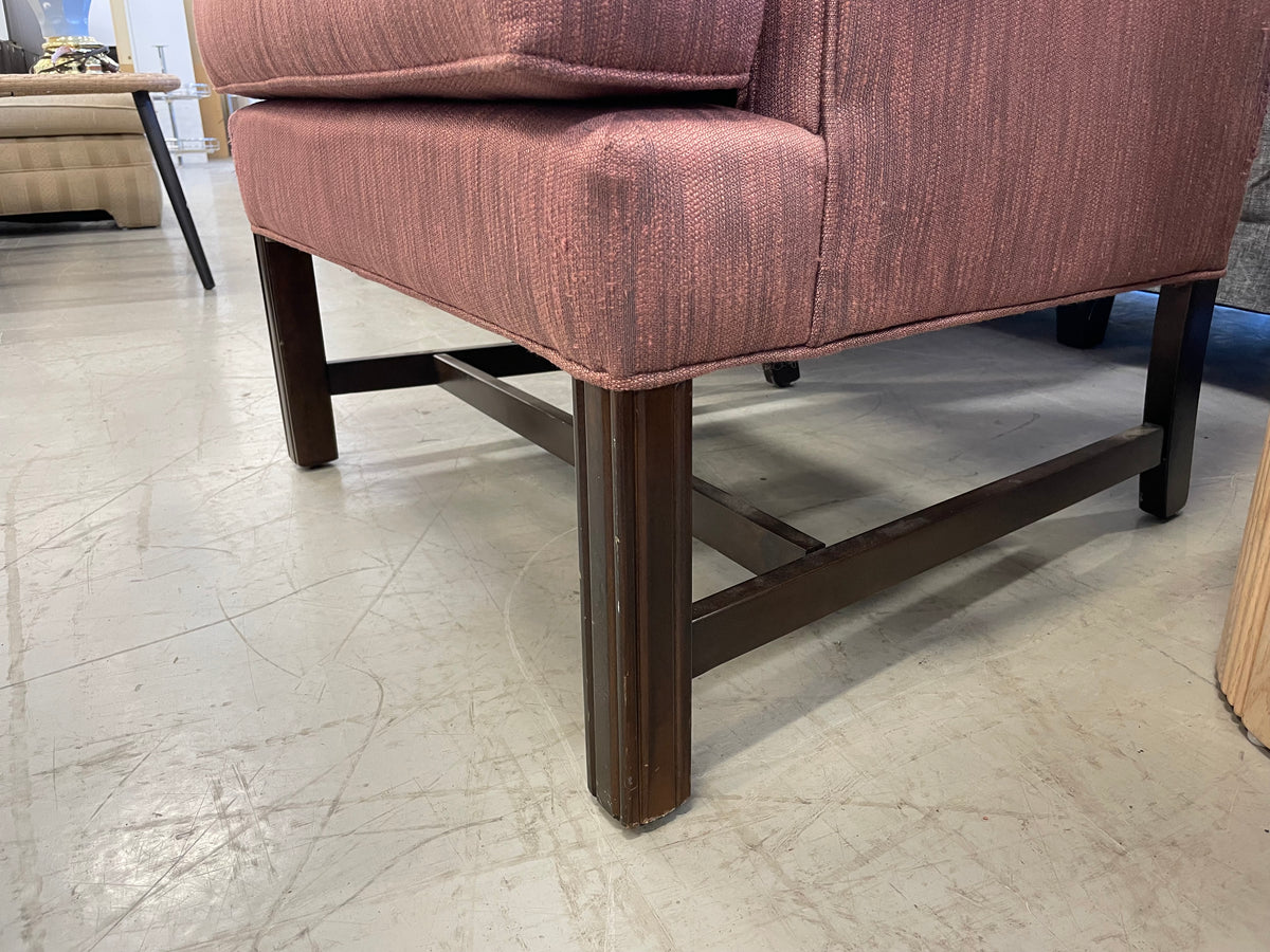 Dusky Pink Wing Armchair with Gray Accents
