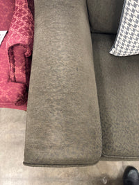 Olive Green Loveseat with Throw Pillows
