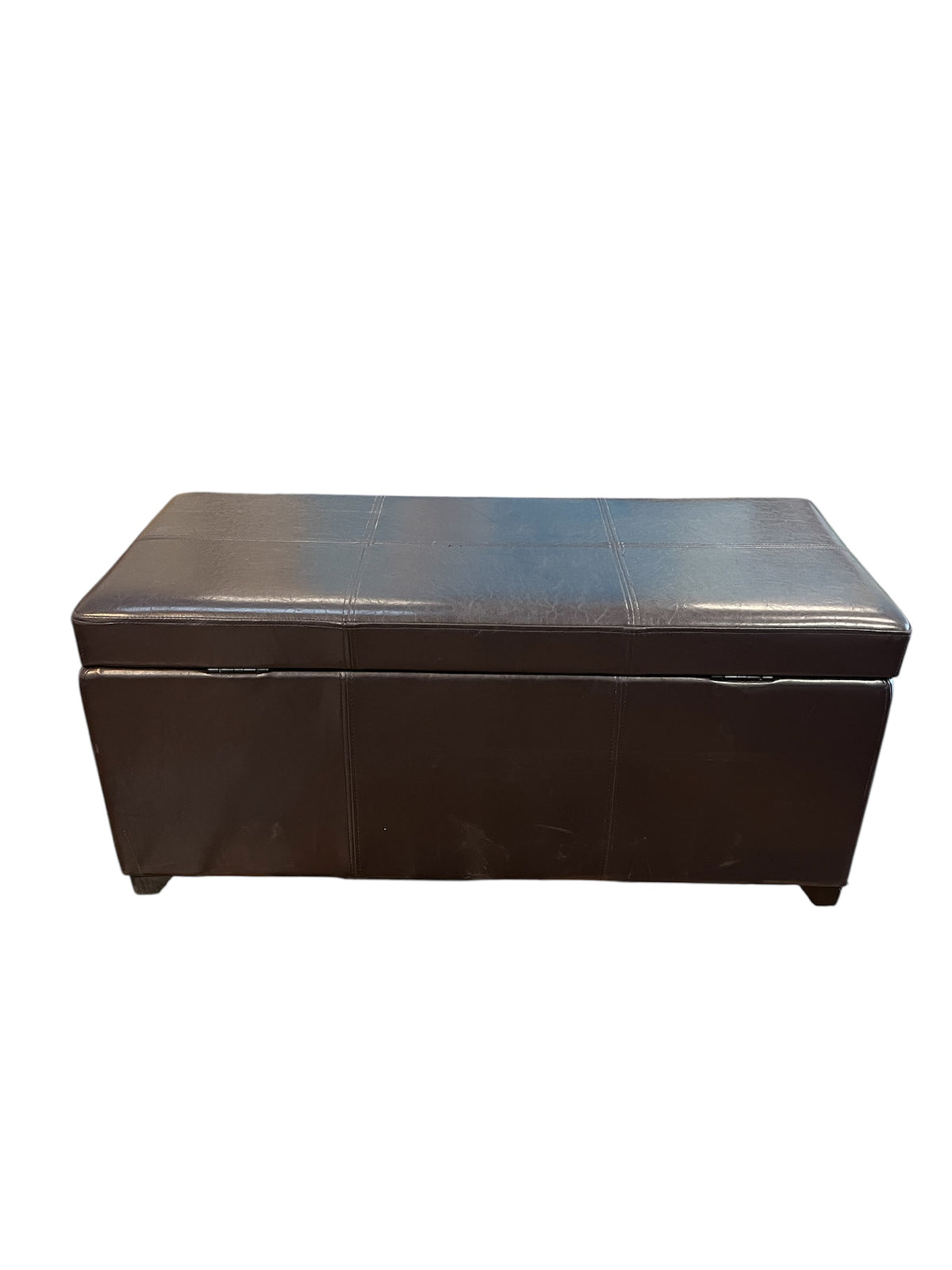 Dark Brown Storage Ottoman Bench With Handles & Lift Top