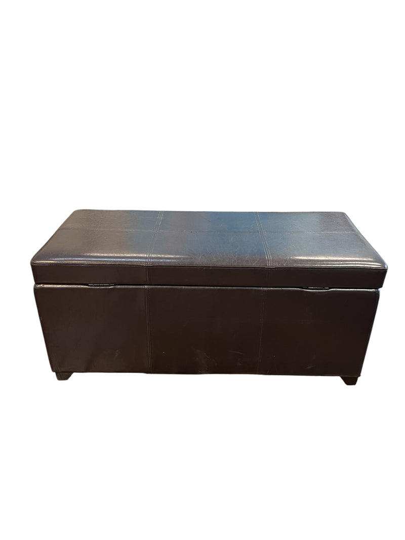 Dark Brown Storage Ottoman Bench With Handles & Lift Top