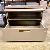 36-inch W Beige Filing Cabinet – 2-Drawer with Recessed Top Lid