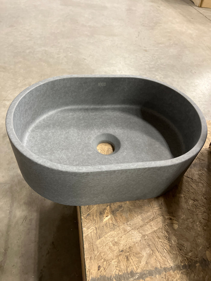 VIGO Gray Stone Oval Vessel Sink