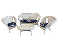 White Wicker Patio Conversation Set