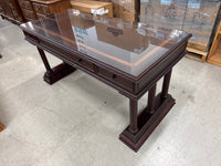 65 In. Wide Traditional Mahogany-Finish Richmond Executive Writing Desk with Glass Top by The Bombay Company